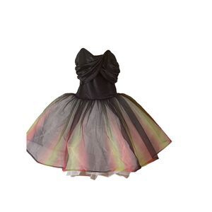 Curtain Call Girls XL Black Dance Costume Puffy Mesh Skirt Ruched Bodice